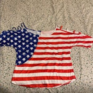 Brand New patriotic cold shoulder top